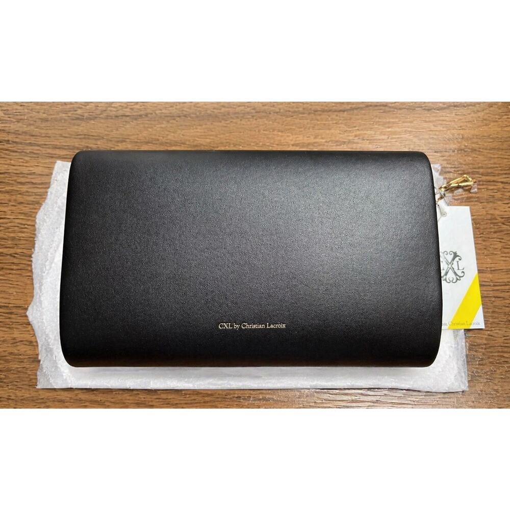 NWT CXL Christian Lacroix Madison Smooth Black Clutch Crossbody Bag Chain Strap - Picture 3 of 5